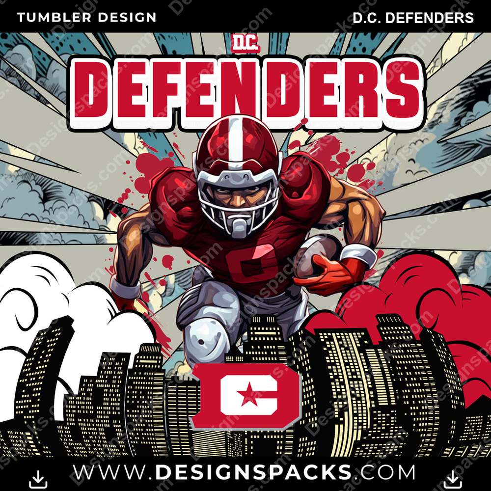 Canada Football Comic Cover D.C. Defenders CFL Canada Tumbler Digital Wrap Design Download