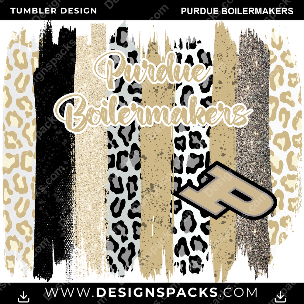 College Sport Brush Strokes Purdue Boilermakers Tumbler Digital Wrap Design