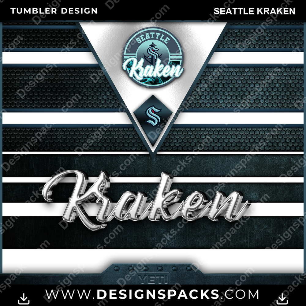 Ice Hockey YETI Seattle Kraken Tumbler Digital Wrap Design