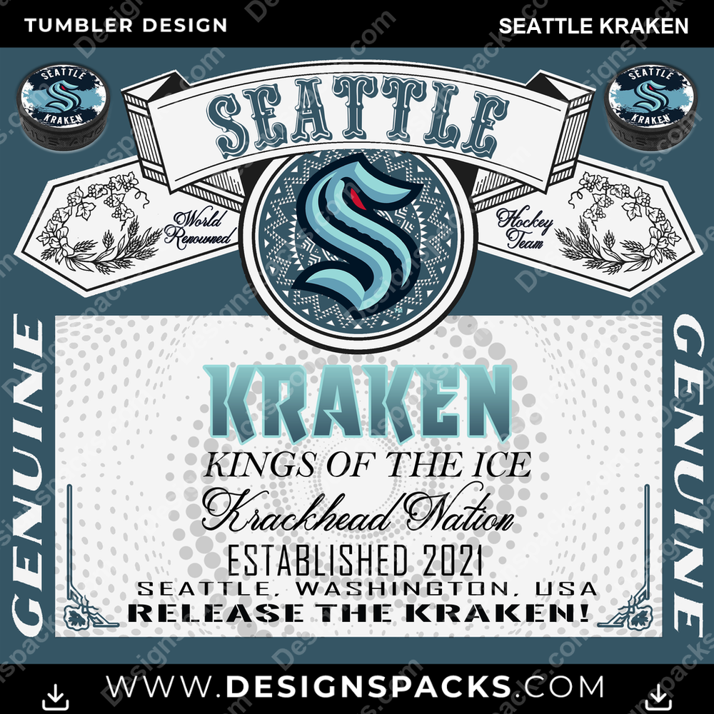 Hockey Budweiser Seattle Kraken Tumbler Digital Wrap Design