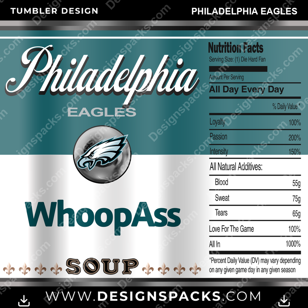 Football Soup Can Philadelphia Eagles NFL Football Tumbler Digital Wrap Design Download