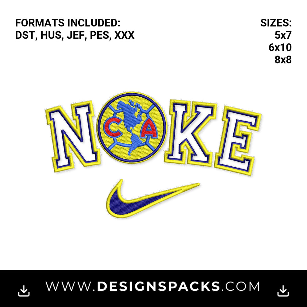 Club America Nike Swoosh Embroidery Design - Instant digital download pattern at Designspacks.com