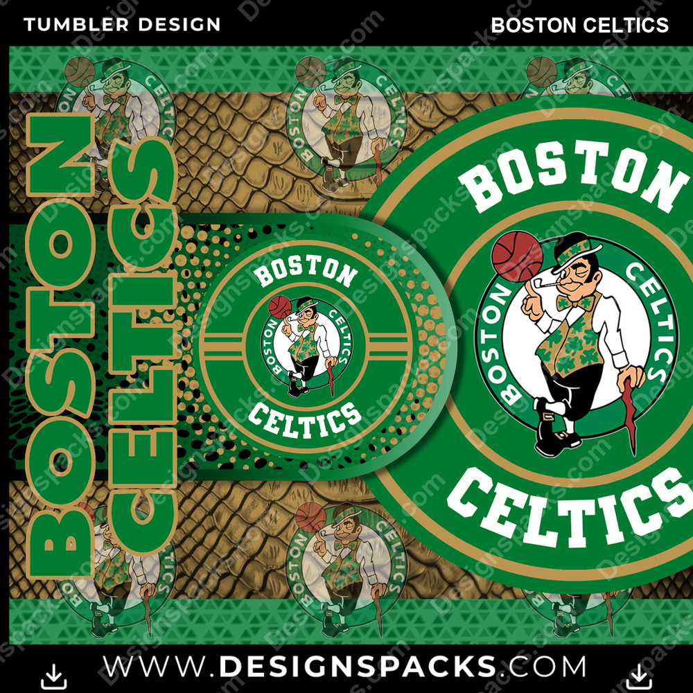 Basketball Hyper Boston Celtics Tumbler Digital Wrap Design