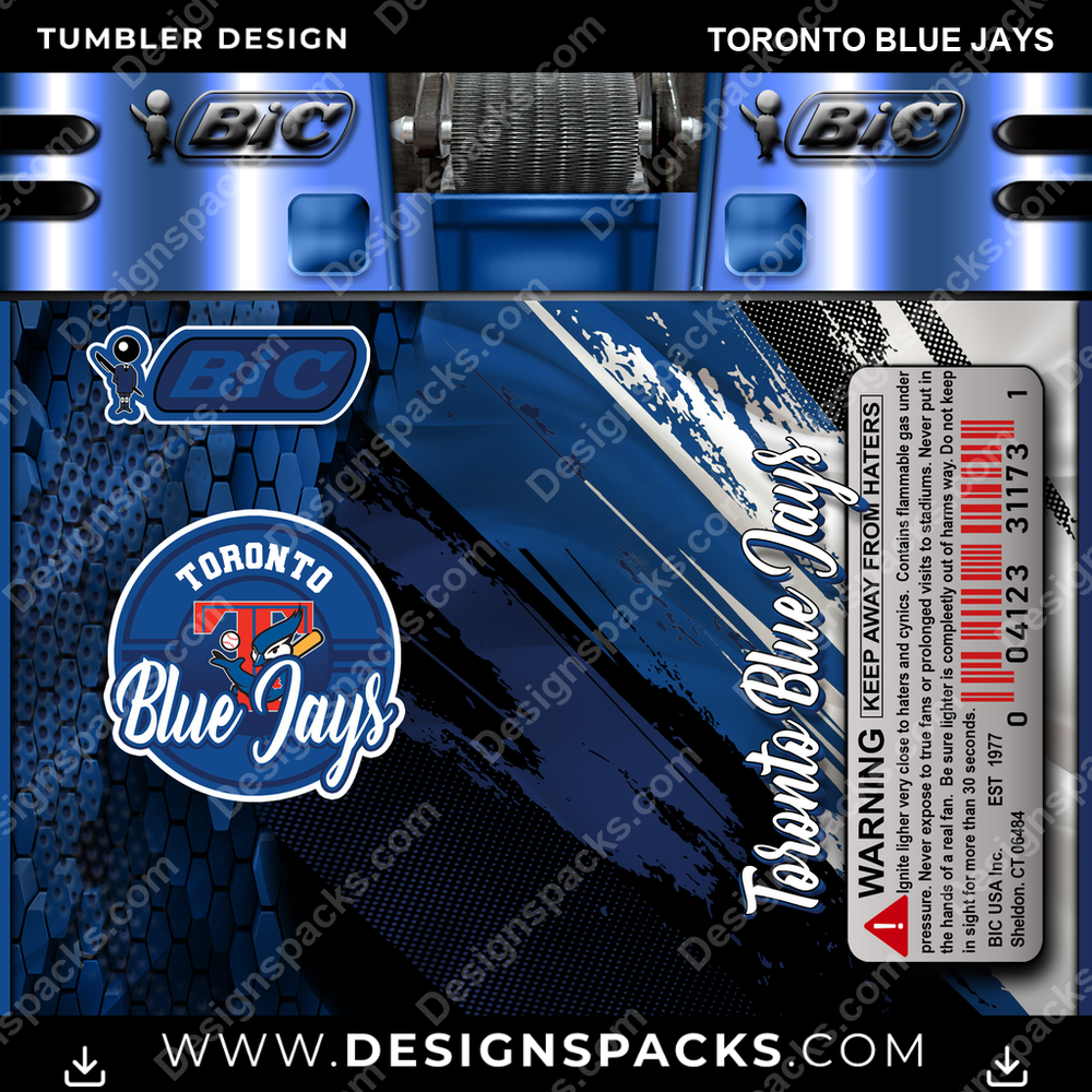 Baseball BIC Feuerzeug Toronto Blue Jays Tumbler Digitales Wrap-Design