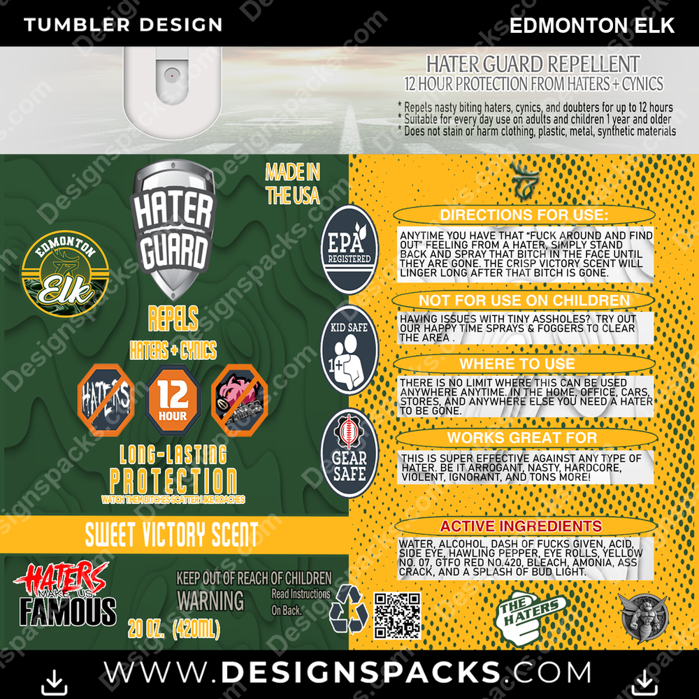 Canada Football Hater Guard Edmonton Elk CFL Canada Tumbler Digital Wrap Design Download