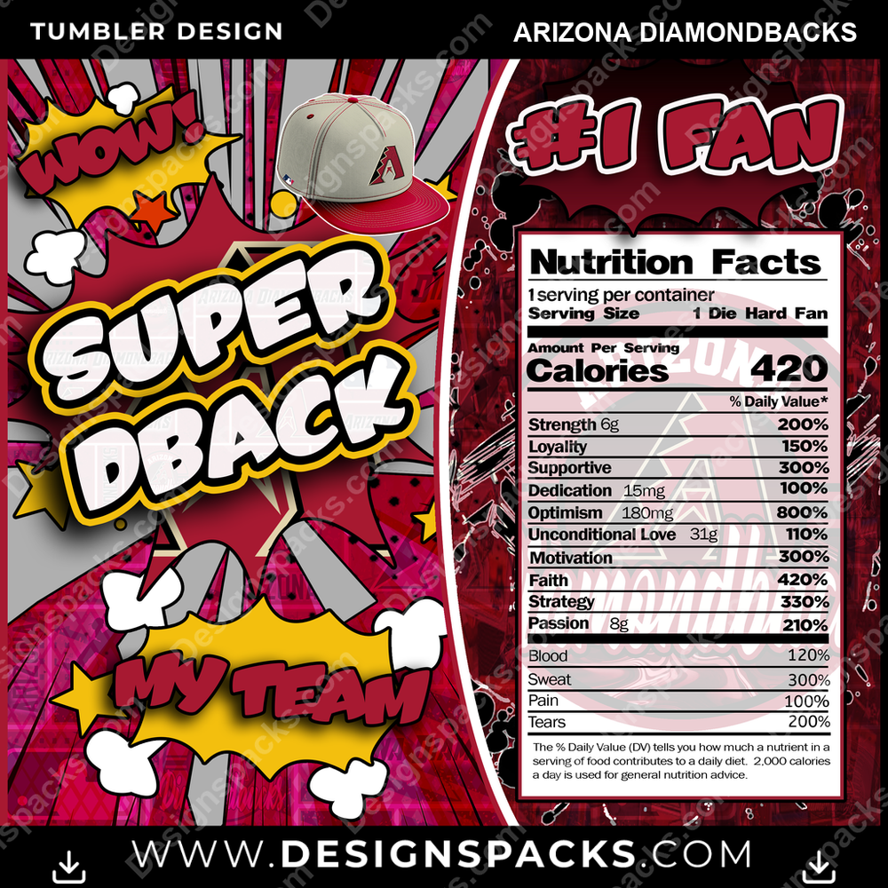 Baseball Super Team Arizona Diamondbacks Tumbler Digital Wrap Design