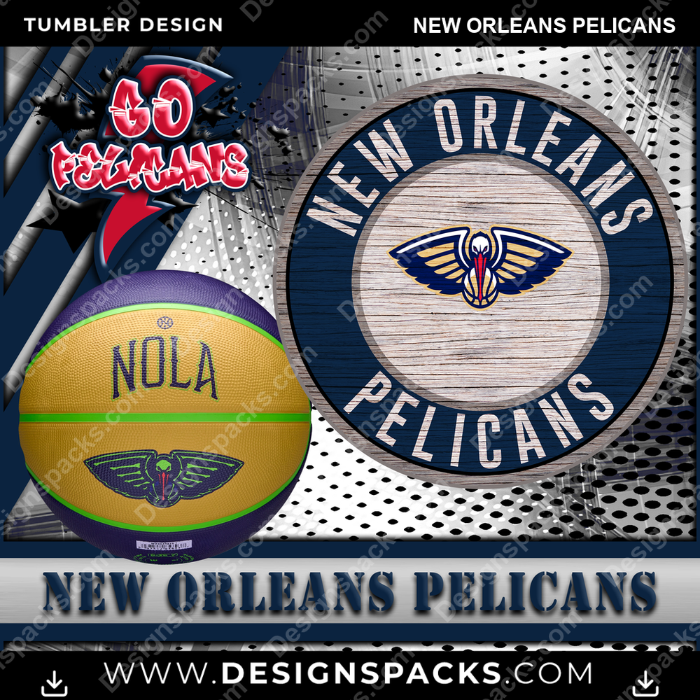 Basketball Go Team New Orleans Pelicans NBA Basketball Tumbler Digital Wrap Design Download