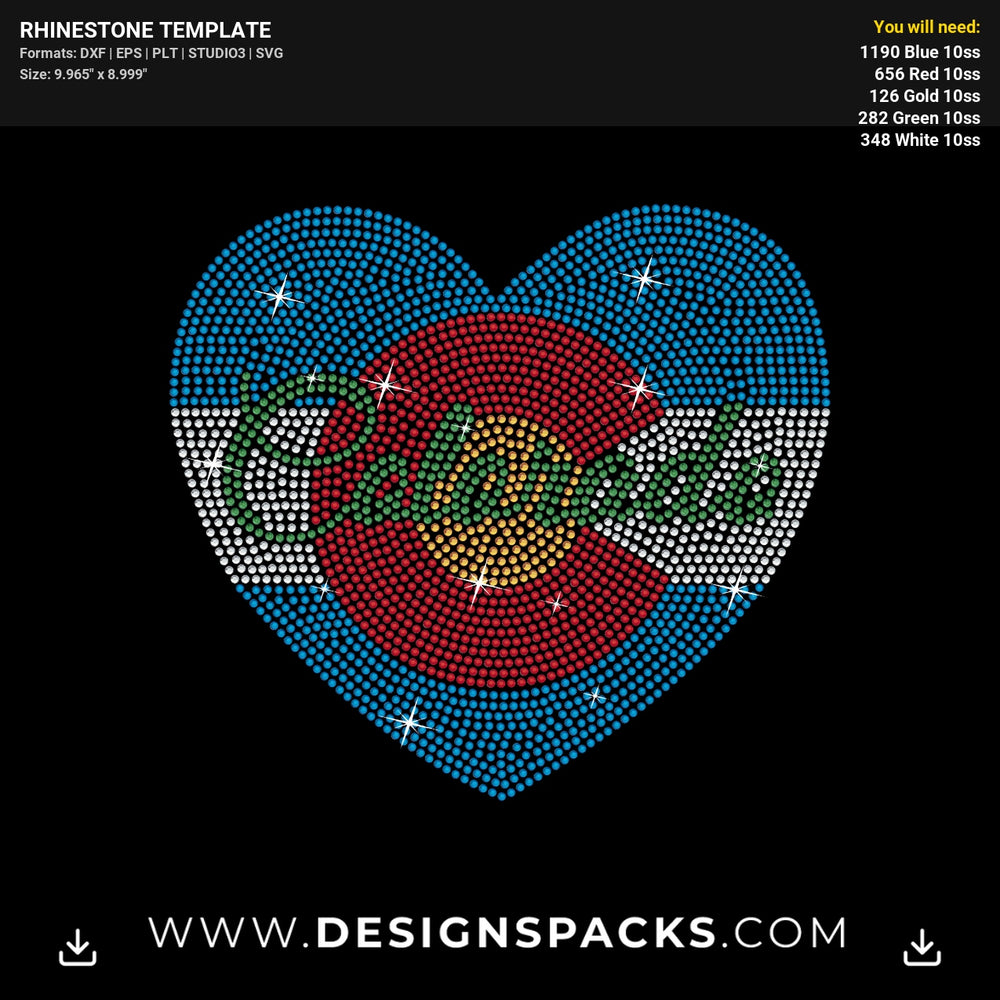 Colorado State Heart Logo Rhinestone Digital Template