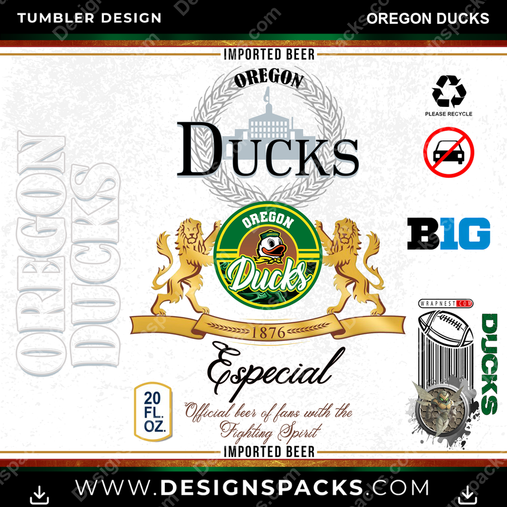 College Sport Modelo Oregon Ducks Tumbler Digital Wrap Design