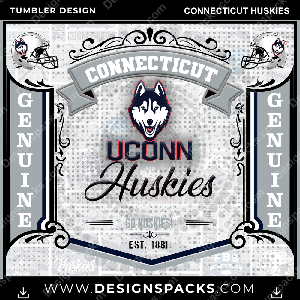 College Sport Bud Connecticut Huskies Tumbler Digital Wrap Design