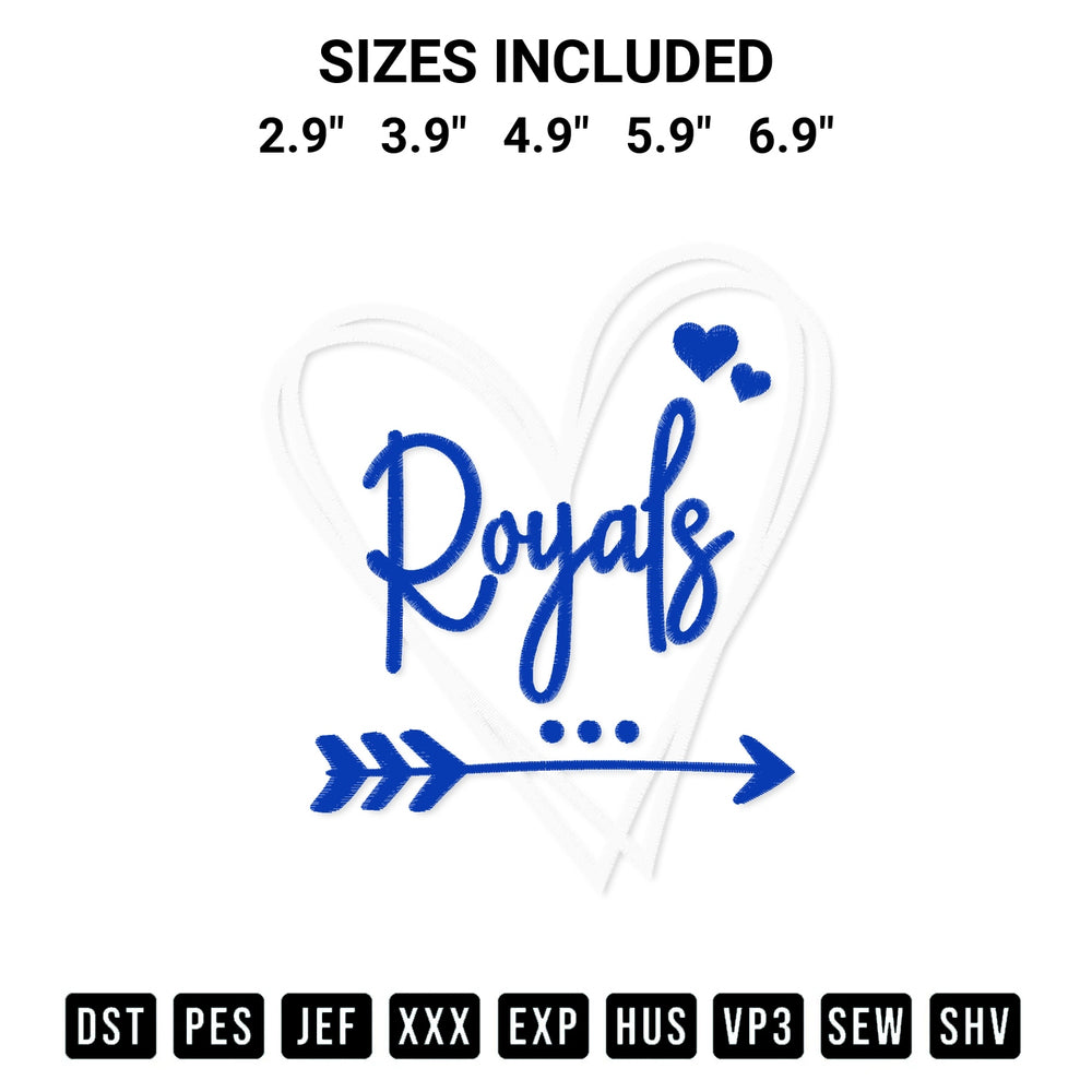 Get the Kansas City Royals Heart Embroidery Design embroidery design for your custom crafts! Premium digitized files available for instant download at Designspacks.com. Available sizes: 2.9", 3.9", 4.9", 5.9", 6.9".