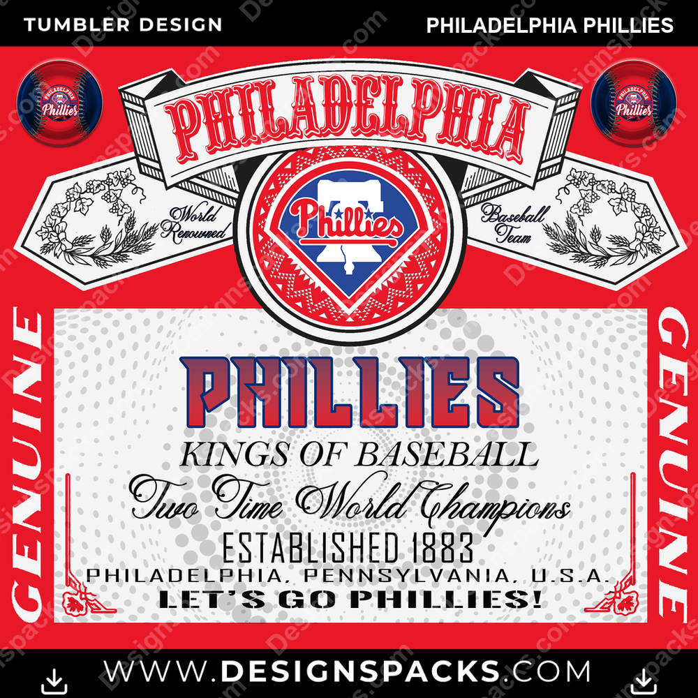 Baseball Budweiser Philadelphia Phillies Tumbler Digital Wrap Design