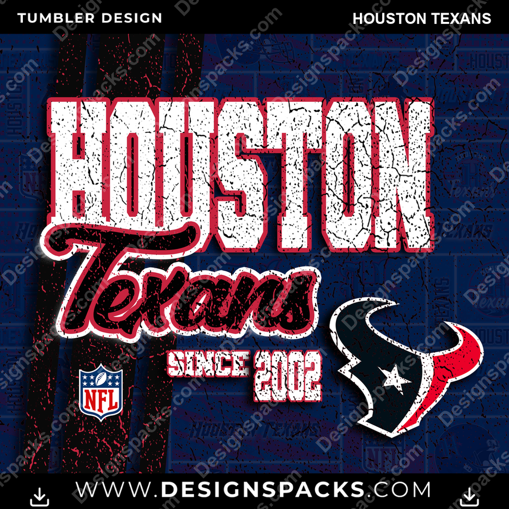Football Grunge Houston Texans Tumbler Digital Wrap Design