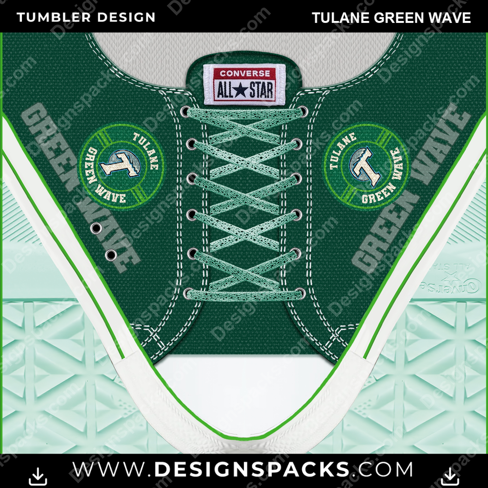College Sport Converse Tulane Green Wave Tumbler Digital Wrap Design