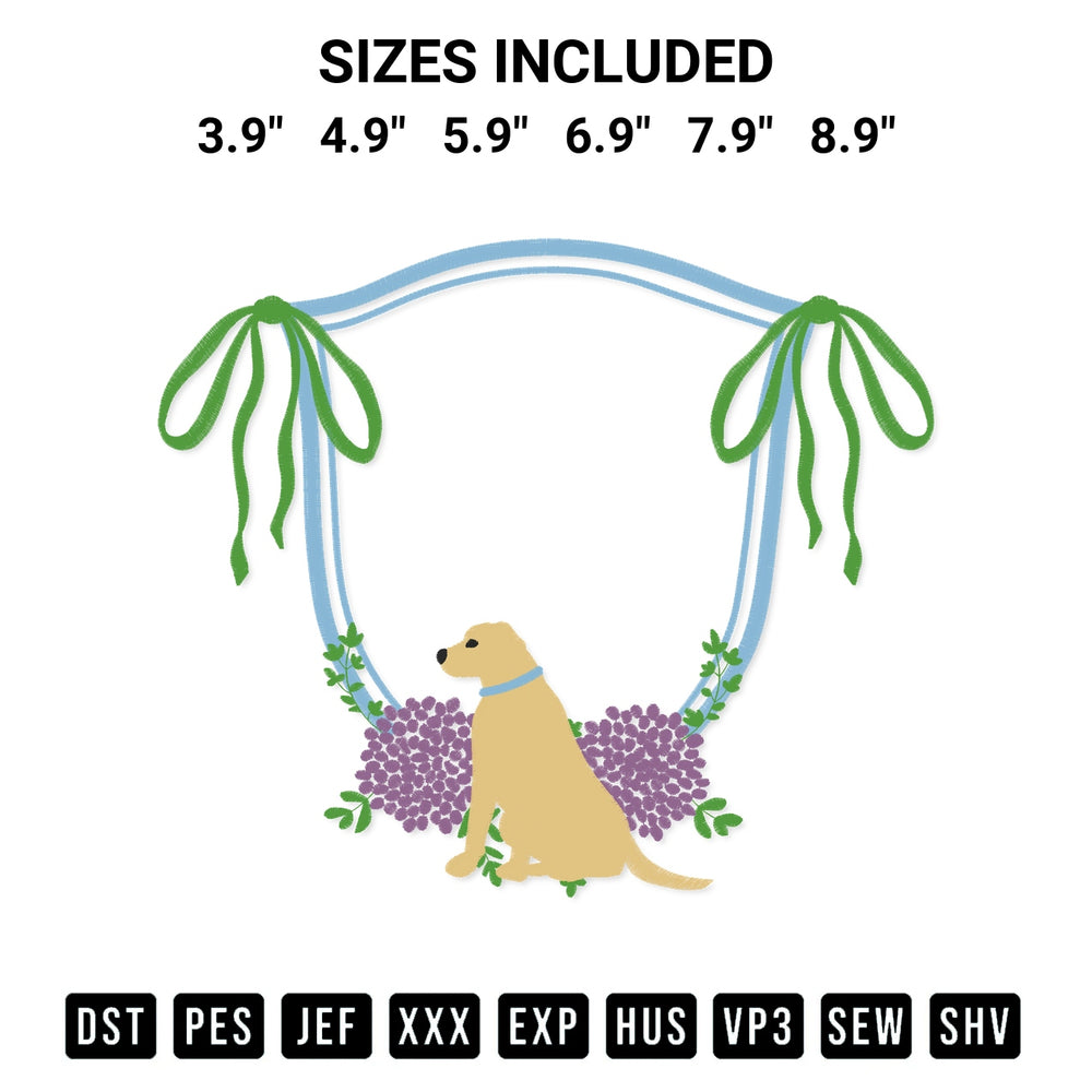 Create amazing crafts with the Monogram Frame Labrador Dog Embroidery Design embroidery file. High-quality digital download from Designspacks.com, perfect for beginners and pros. Available sizes: 3.9", 4.9", 5.9", 6.9", 7.9", 8.9".