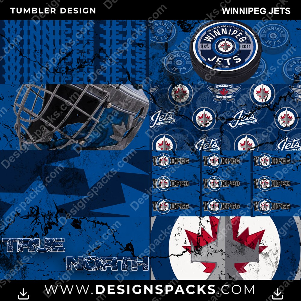 Hockey Distressed BG Winnipeg Jets Tumbler Digital Wrap Design