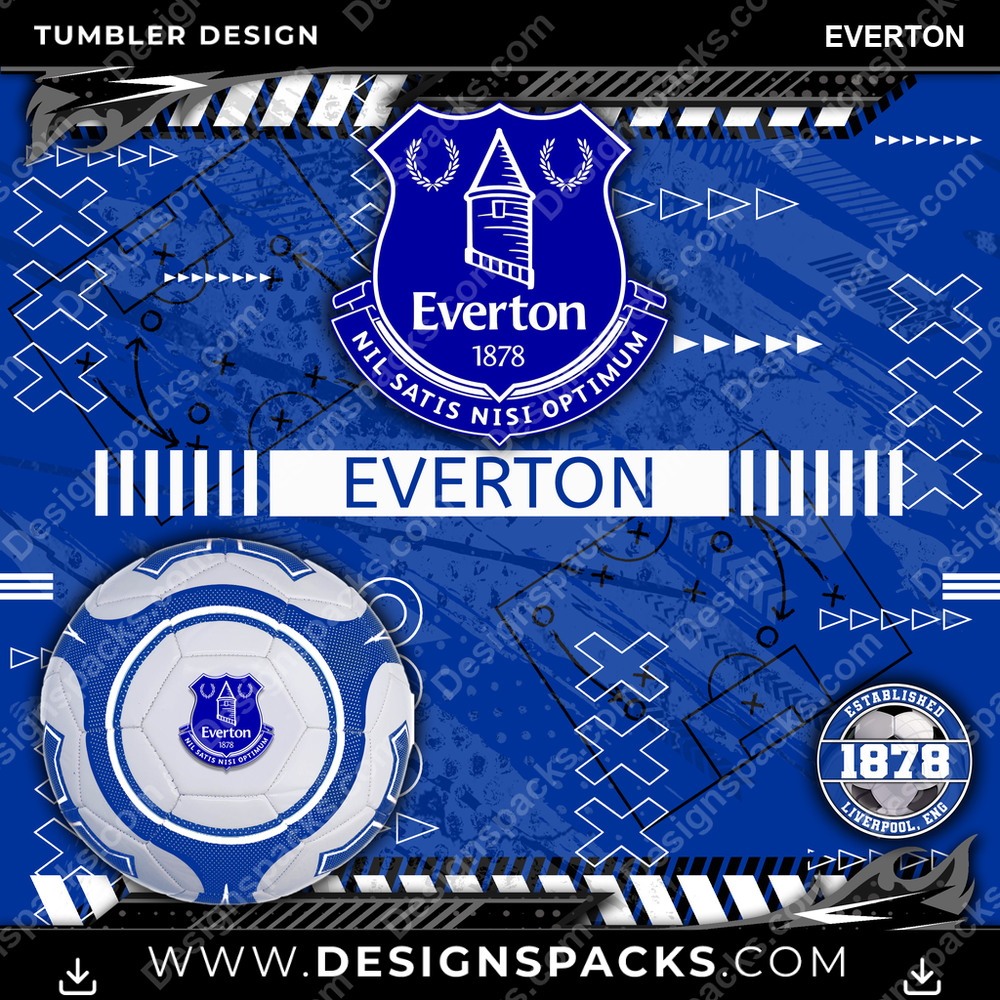 Soccer UK Xs & Os Everton Tumbler Digital Wrap Design