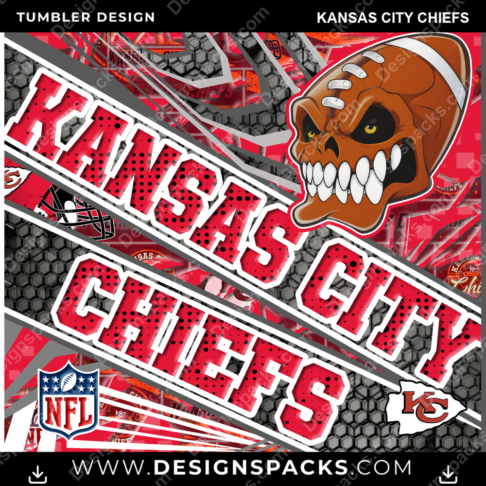 Football Angry Sports Kansas City Chiefs Tumbler Digital Wrap Design