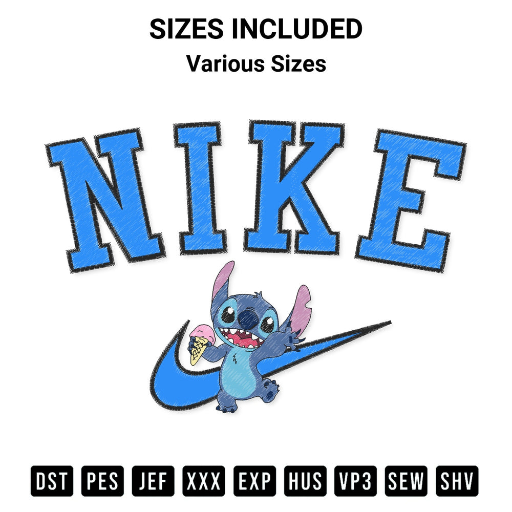 Stitch like a pro with the Stitch Nike Embroidery Design Embroidery Design embroidery pattern from Designspacks.com. High-quality digital machine embroidery file. Available sizes: Various Sizes.