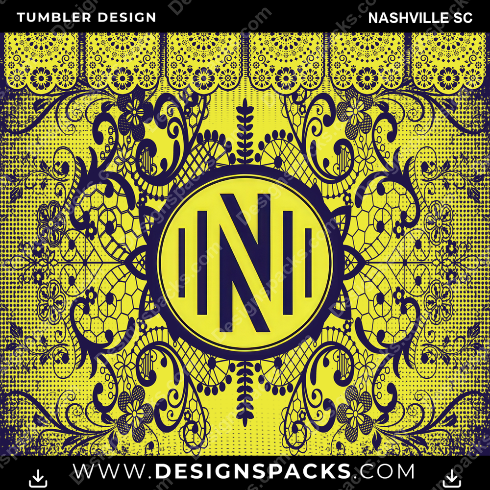 US Soccer Lace & Logo Nashville SC Tumbler Digital Wrap Design Download