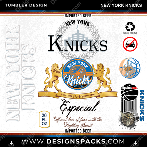 Basketball Modelo New York Knicks NBA Basketball Tumbler Digital Wrap Design Download