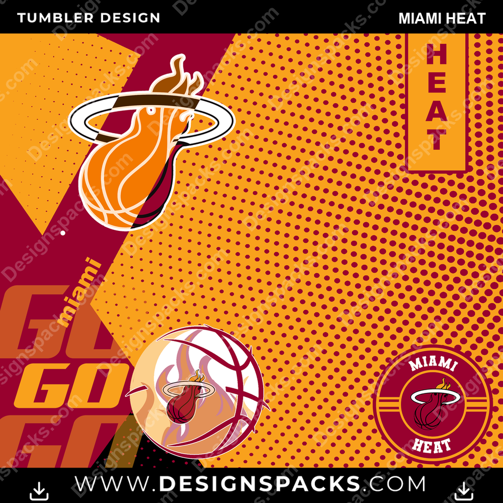 Basketball GO Miami Heat Tumbler Digital Wrap Design