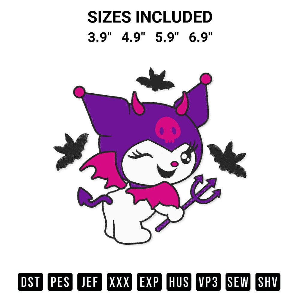 Looking for the perfect pattern? Download the Witch Kuromi Halloween Embroidery Design embroidery design today at Designspacks.com. Crisp, clean stitching guaranteed. Available sizes: 3.9", 4.9", 5.9", 6.9".