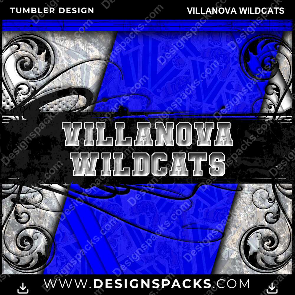 College Sport Elegant Villanova Wildcats NCAA College Sport Tumbler Digital Wrap Design Download