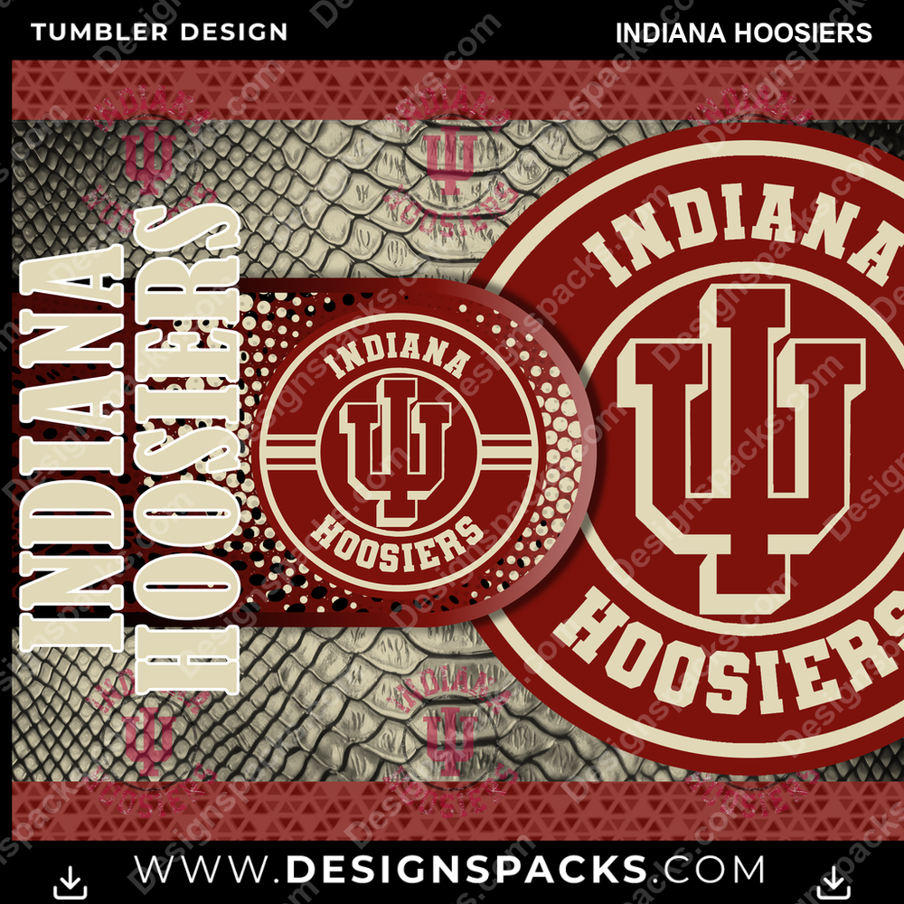 College Sport Hyper Indiana Hoosiers Tumbler Digital Wrap Design