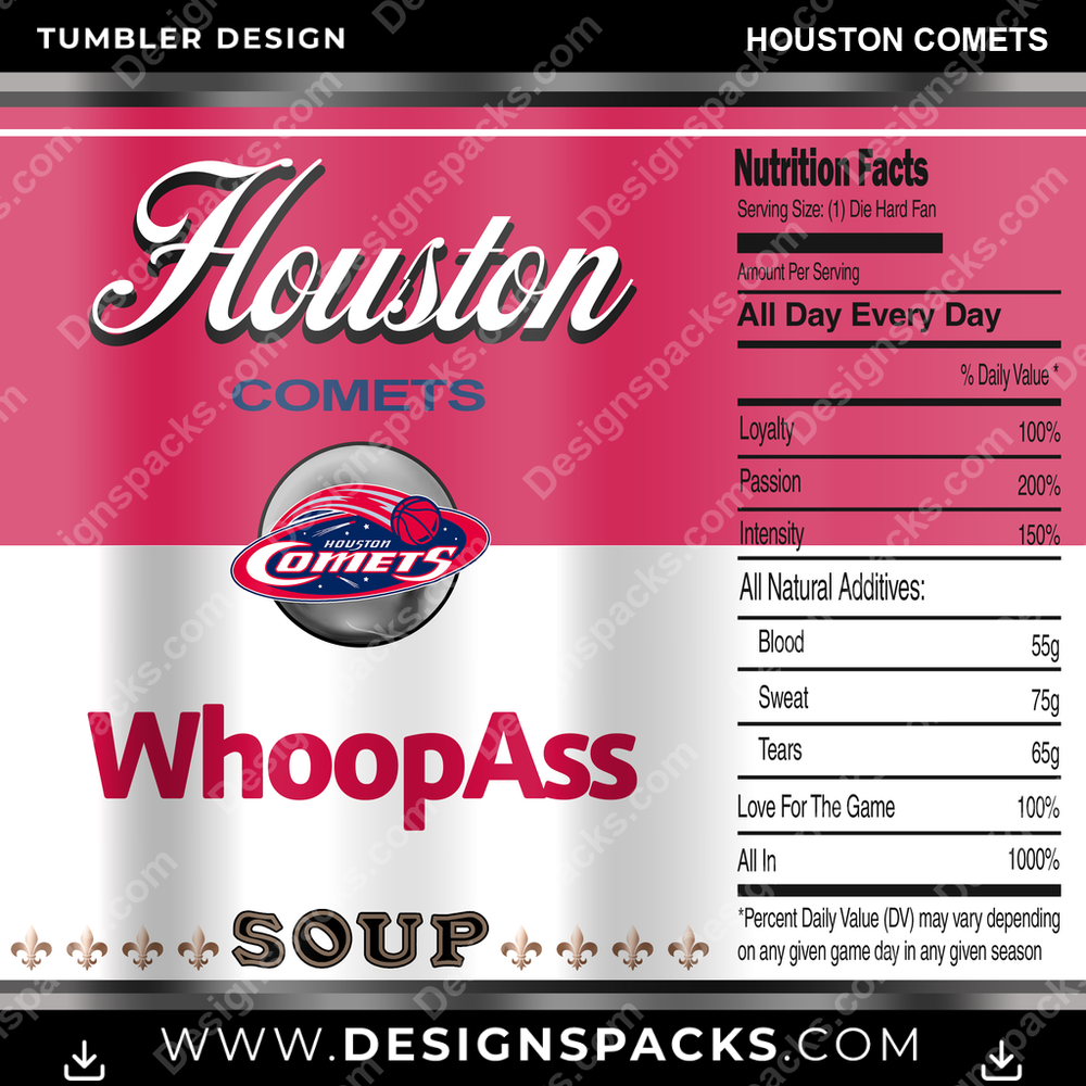 Basketball Soup Can Houston Comets Tumbler Digital Wrap Design
