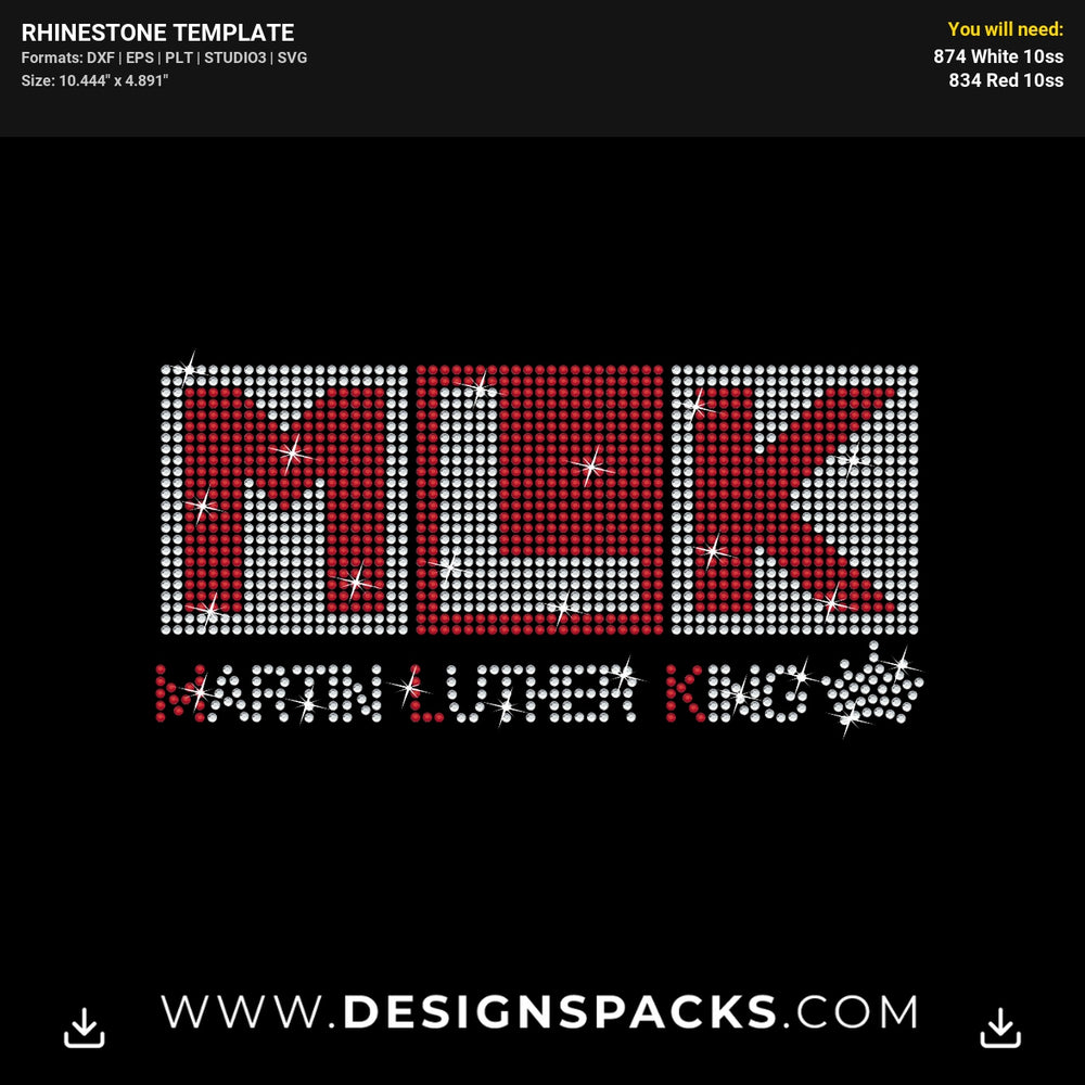 Mlk Martin Luther King Block Crown Rhinestone Digital Template