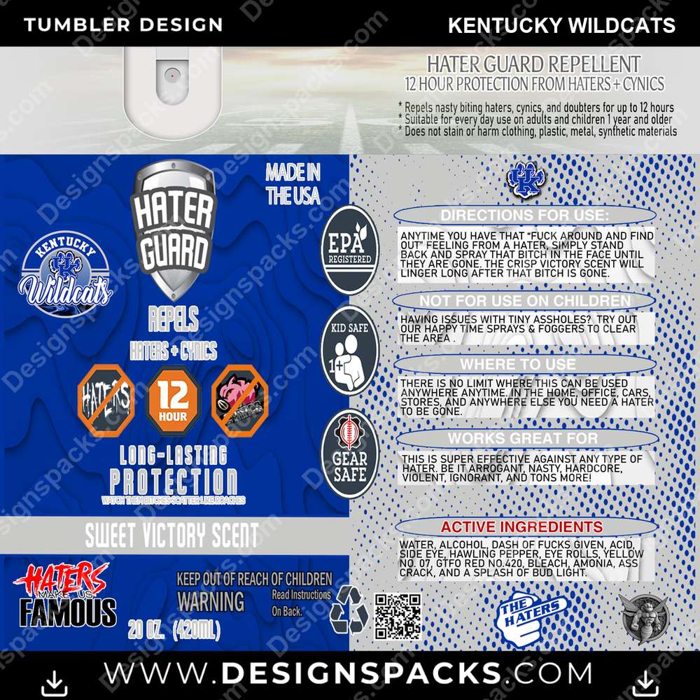 College Sport Hater Guard Kentucky Wildcats Tumbler Digital Wrap Design