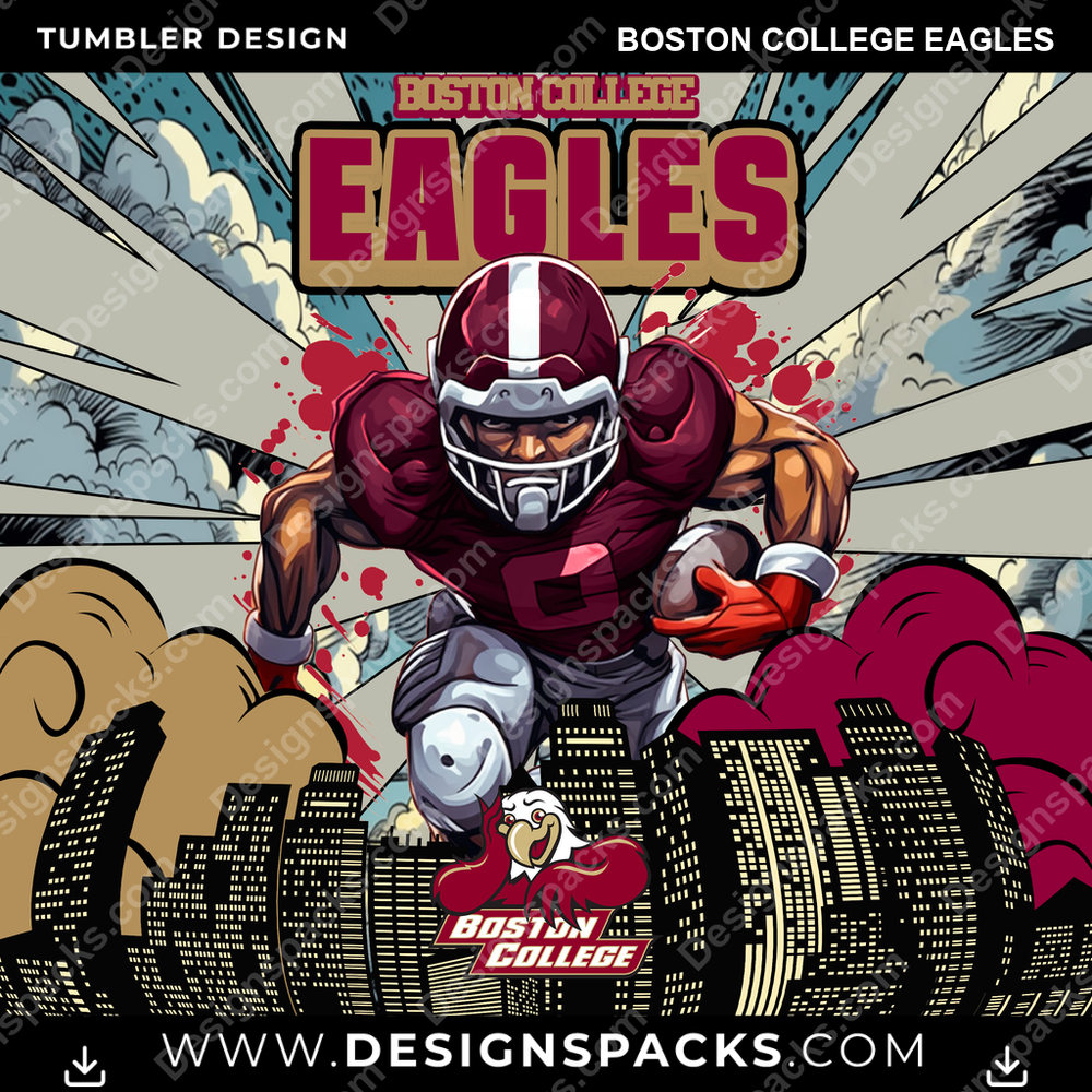 College Sport Comic Cover Boston College Eagles NCAA College Sport Tumbler Digital Wrap Design Download