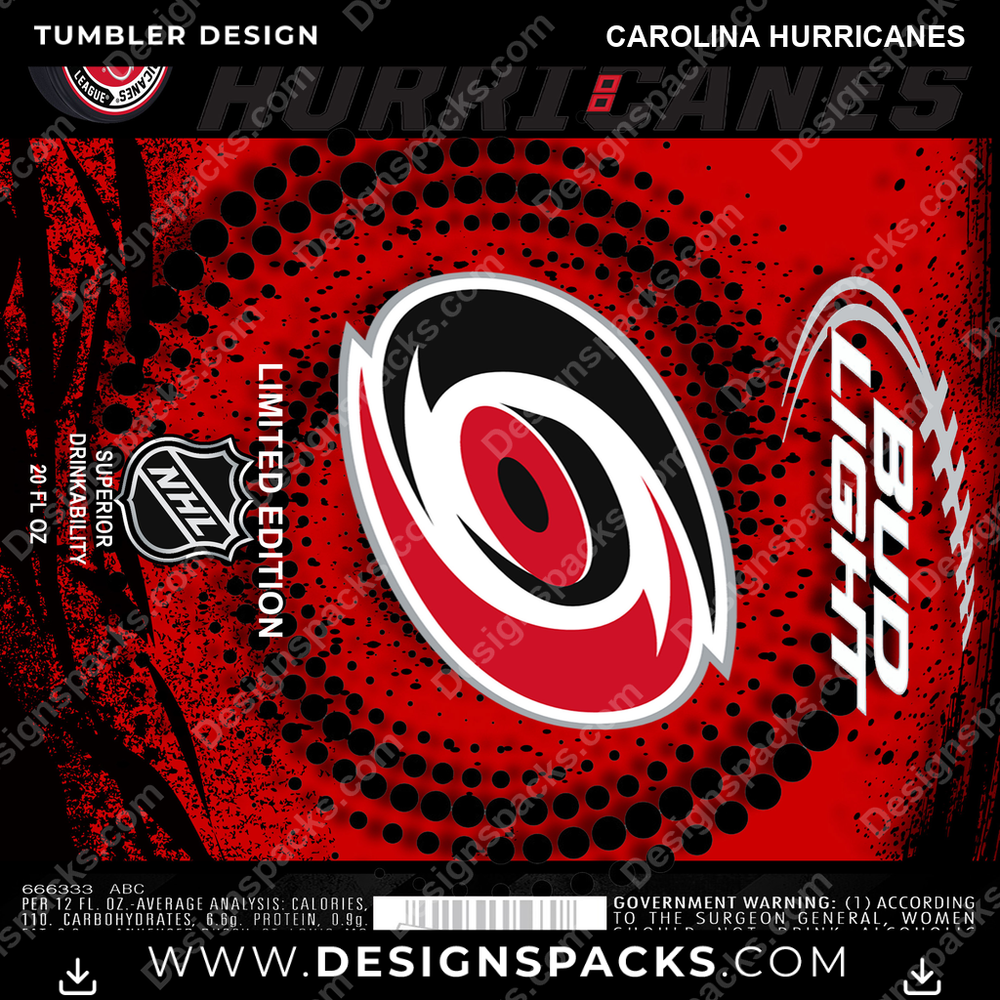Ice Hockey Bud Carolina Hurricanes NHL Hockey Tumbler Digital Wrap Design Download