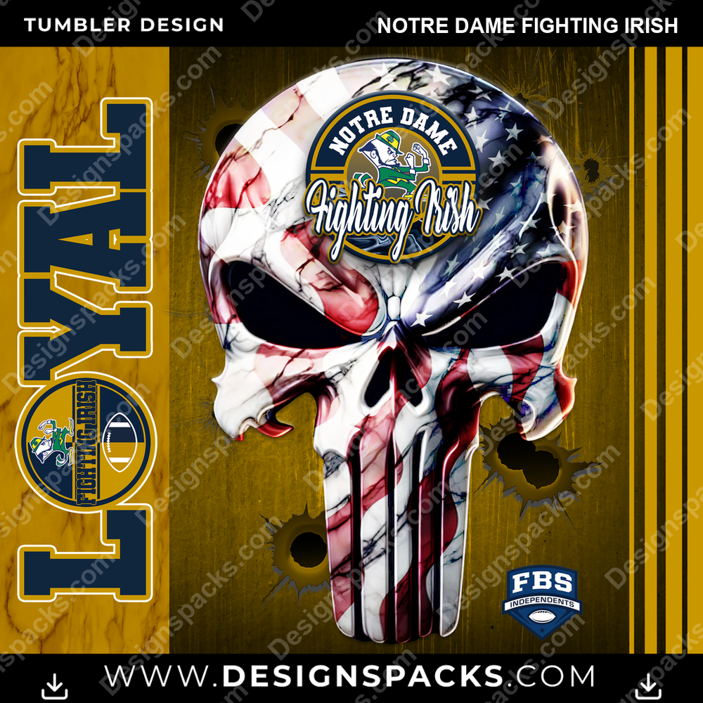 College Sport Loyal Notre Dame Fighting Irish NCAA College Sport Tumbler Digital Wrap Design Download