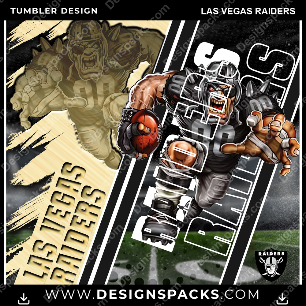 Football Silhouette Las Vegas Raiders NFL Football Tumbler Digital Wrap Design Download