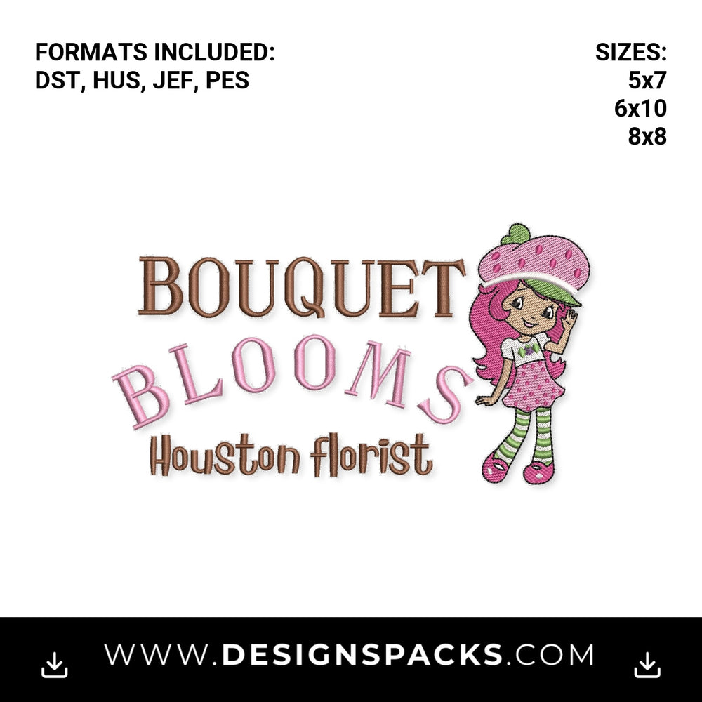 Strawberry Shortcake Bouquet Blooms Florist Embroidery Design - Instant digital download pattern at Designspacks.com