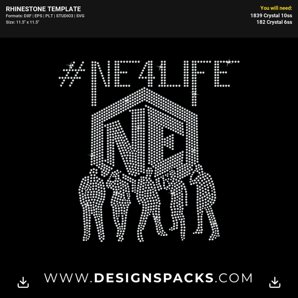 New Edition Silhouette Ne4Life Rhinestone Digital Template