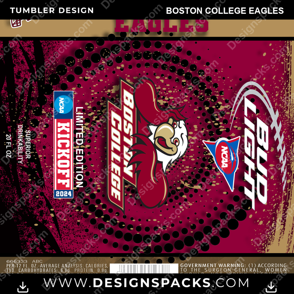 College Sport Bud Boston College Eagles NCAA College Sport Tumbler Digital Wrap Design Download