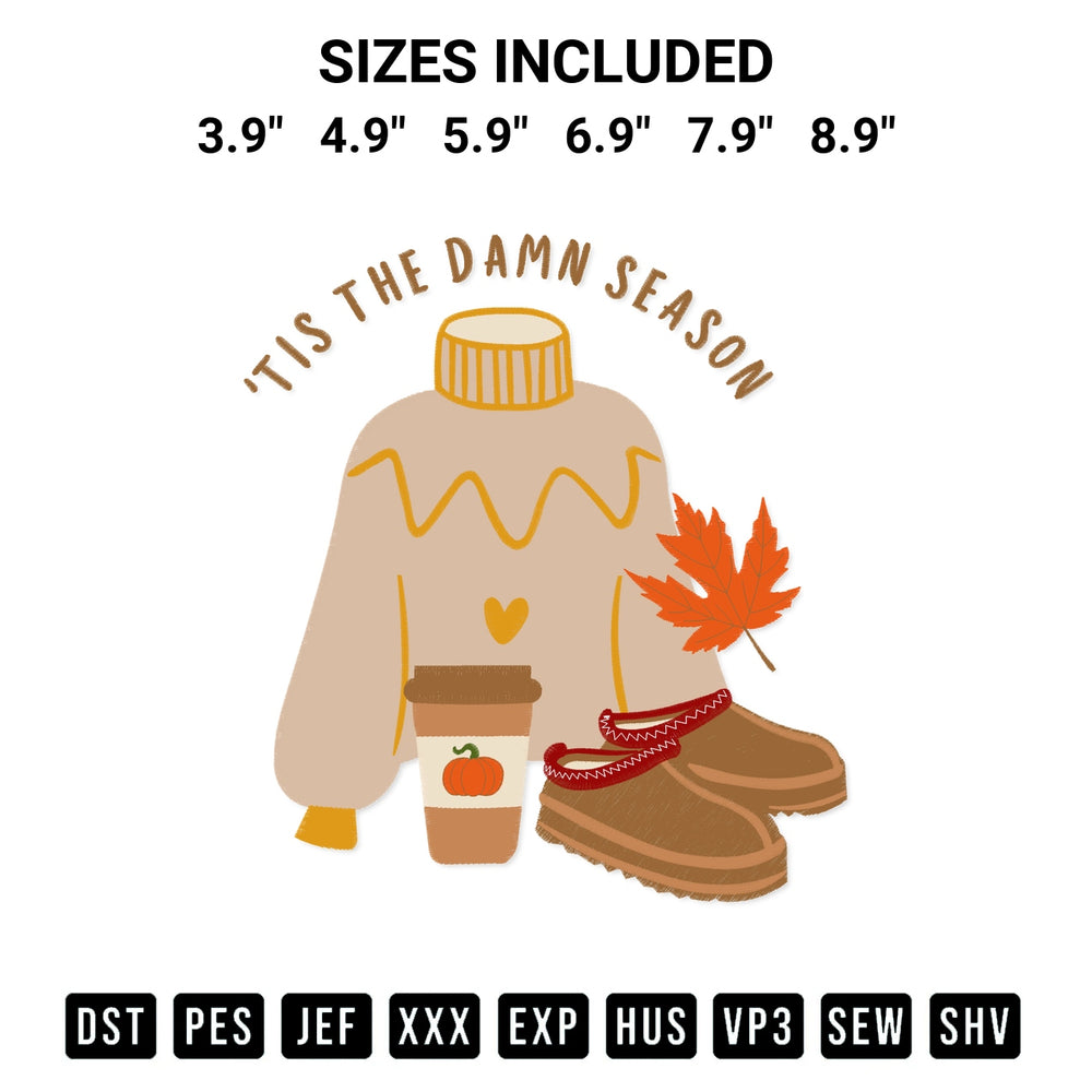 Create amazing crafts with the Tis The Damn Season Taylor Swift Embroidery Design embroidery file. High-quality digital download from Designspacks.com, perfect for beginners and pros. Available sizes: 3.9", 4.9", 5.9", 6.9", 7.9", 8.9".