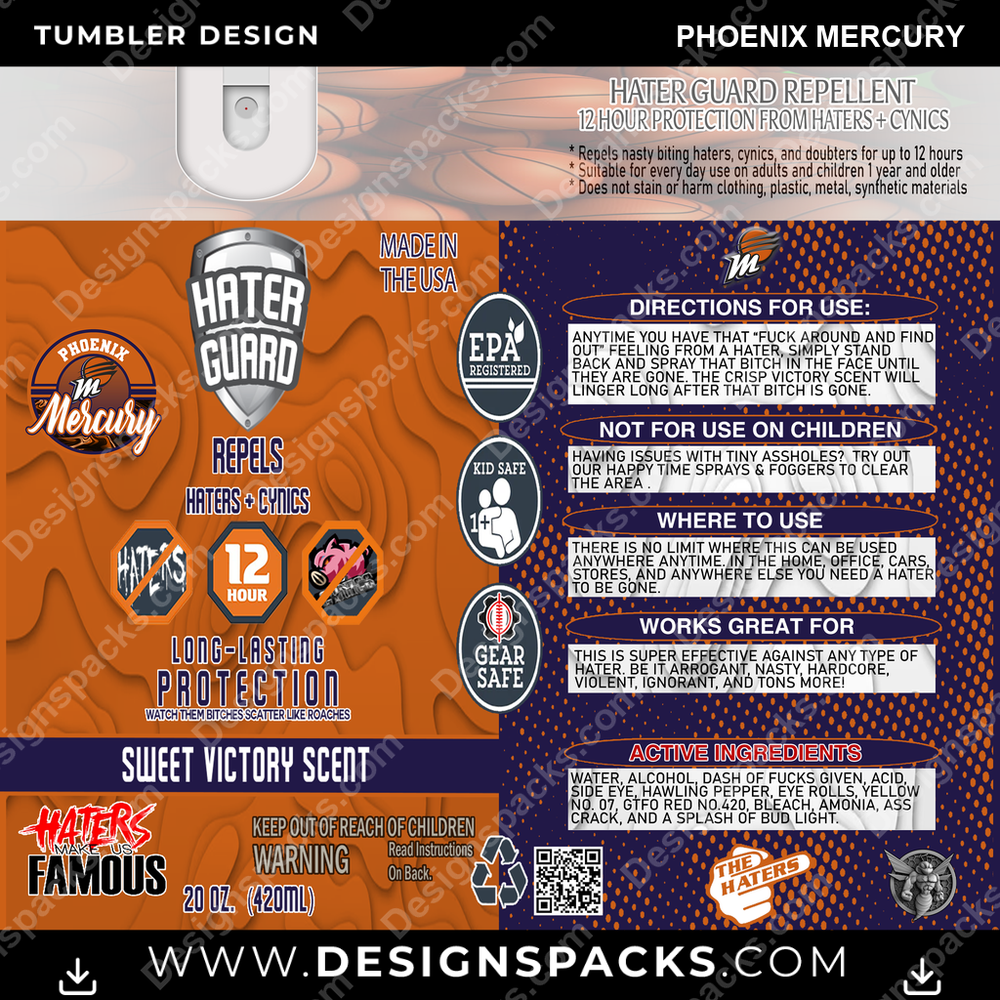 Basketball Hater Guard Phoenix Mercury Tumbler Digital Wrap Design