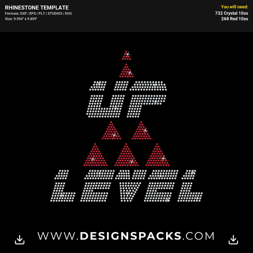 Level Up Rhinestone Digital Template