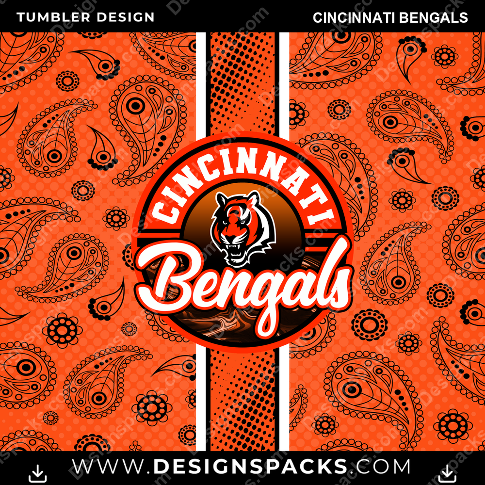 Football Handkerchief Cincinnati Bengals Tumbler Digital Wrap Design