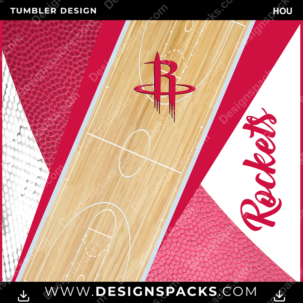 Basketball Court HOU Tumbler Digital Wrap Design