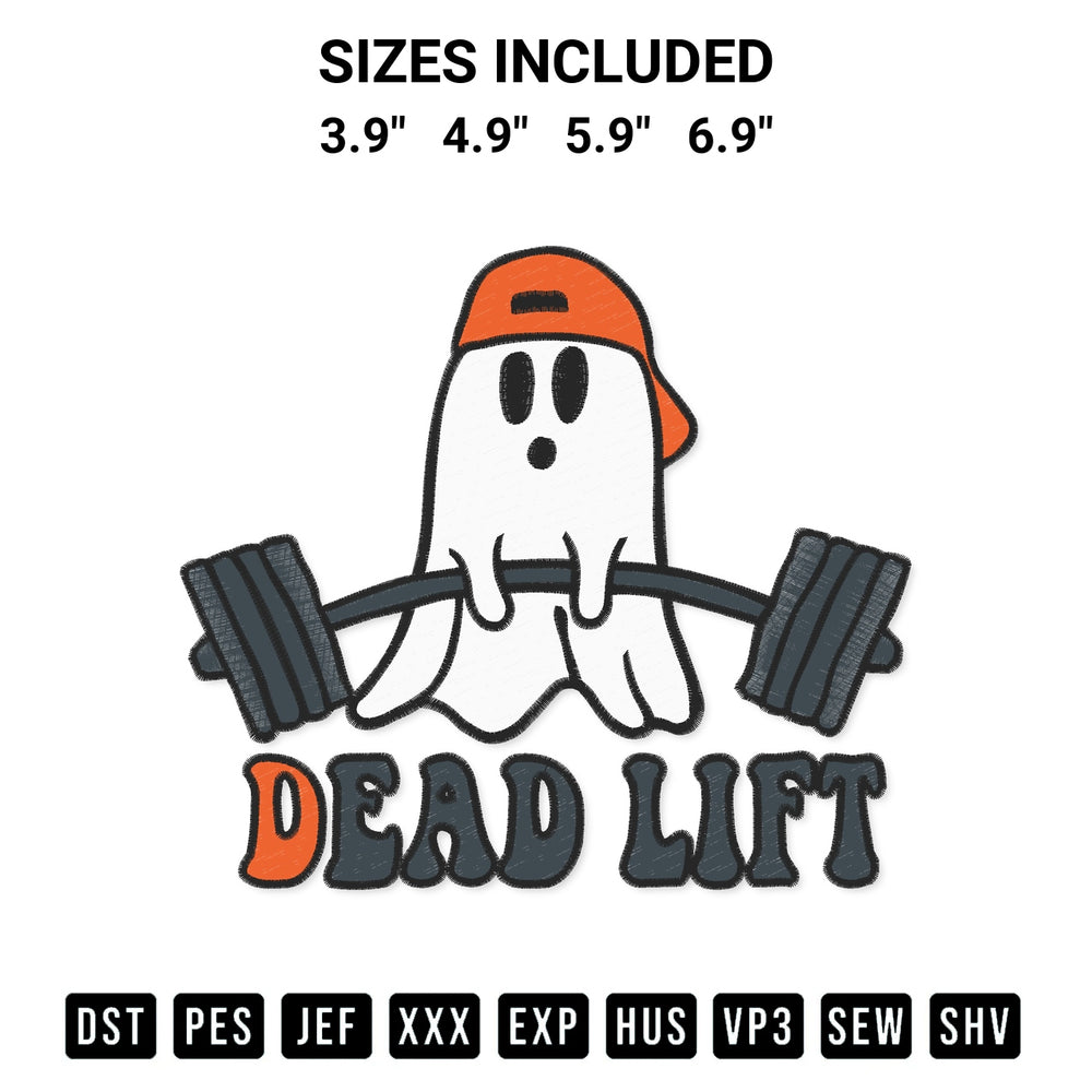 Transform your fabrics with the Ghost Dead Lift Embroidery Design embroidery design. Instant access to premium digitized patterns at Designspacks.com. Available sizes: 3.9", 4.9", 5.9", 6.9".