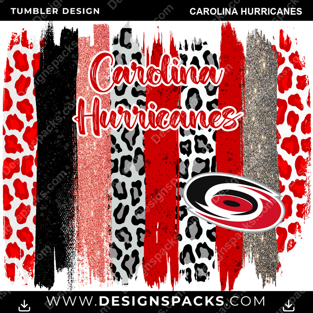 Hockey Brush Strokes Carolina Hurricanes NHL Hockey Tumbler Digital Wrap Design Download