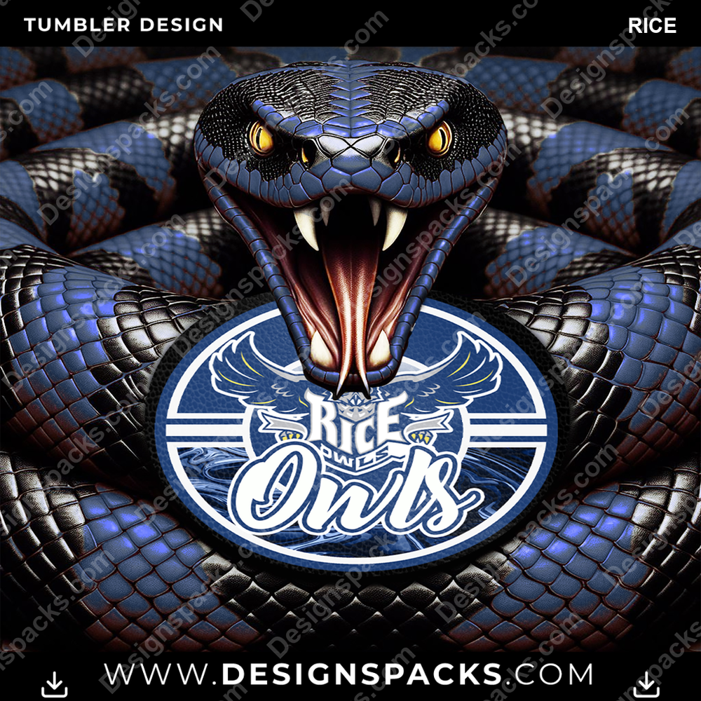 College Sport Rattle Snake Rice NCAA College Sport Tumbler Digital Wrap Design Download