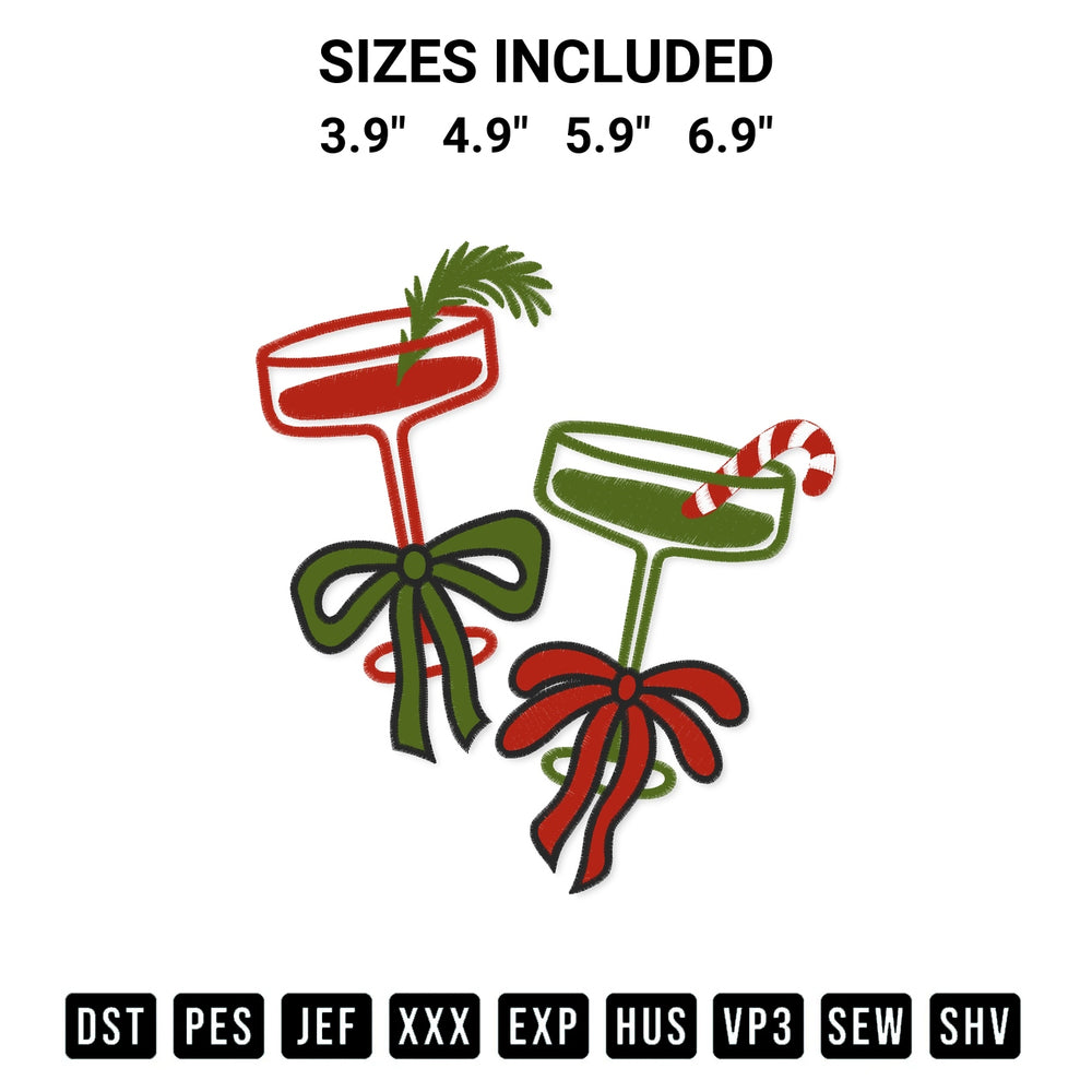 Create amazing crafts with the Merry Cocktails Embroidery Design embroidery file. High-quality digital download from Designspacks.com, perfect for beginners and pros. Available sizes: 3.9", 4.9", 5.9", 6.9".