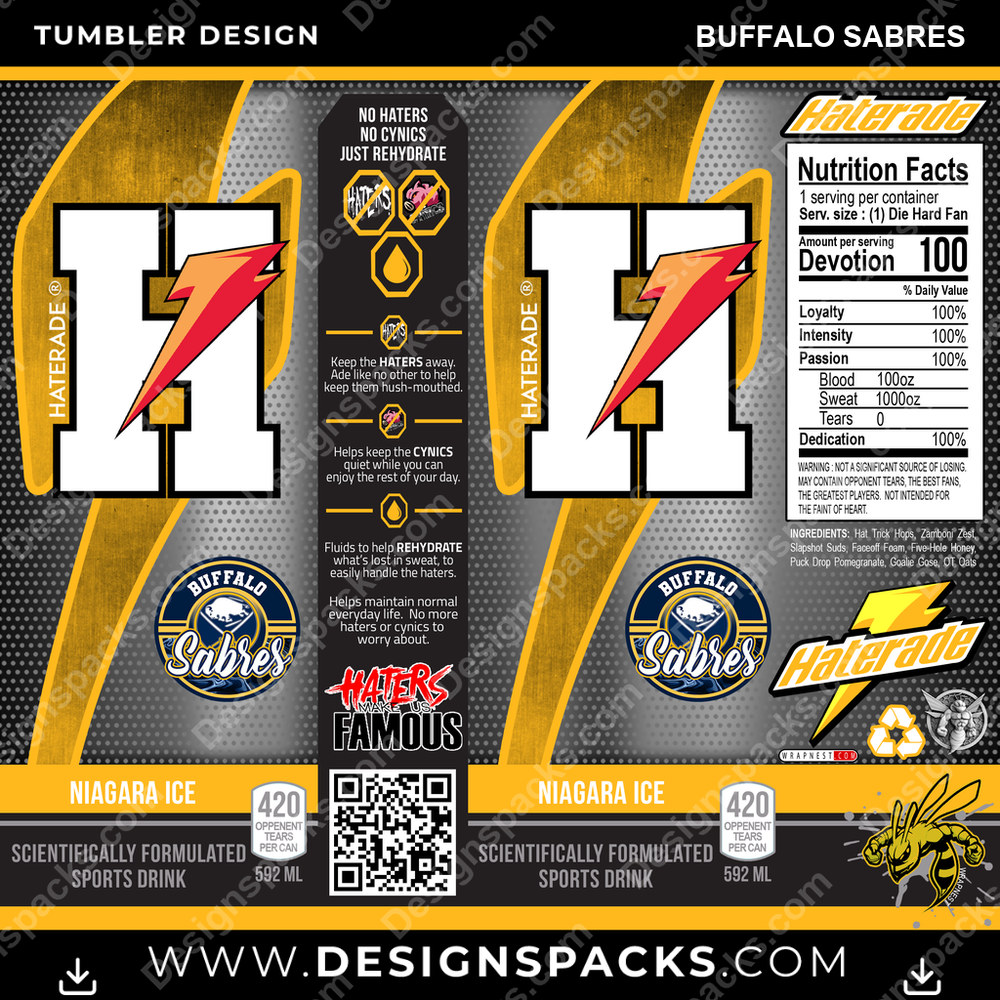 Hockey Haterade Buffalo Sabres Tumbler Digital Wrap Design