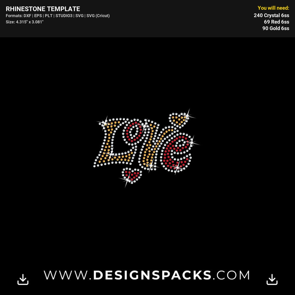 Love Mask Rhinestone Digital Template